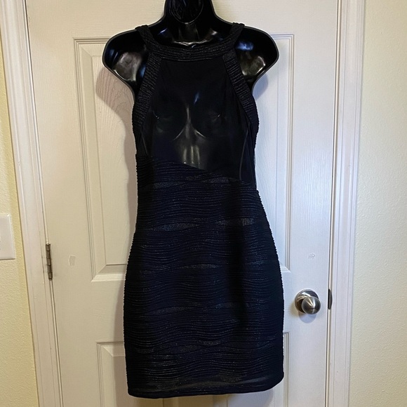 Hailey Logan by Adrianna Papell Black Silver Sparkle Bodycon Dress Large - Picture 5 of 10